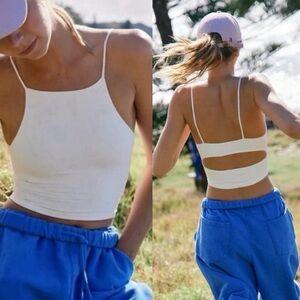 NWOT Free People Tighten Up Cut Out Tank, White, Size M/L